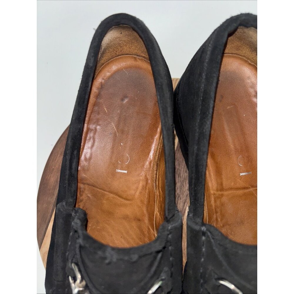 Gucci Men horsebit Loafers slipon US8 1/2D Black suede lug sole solid Gorgeous - Picture 8 of 16